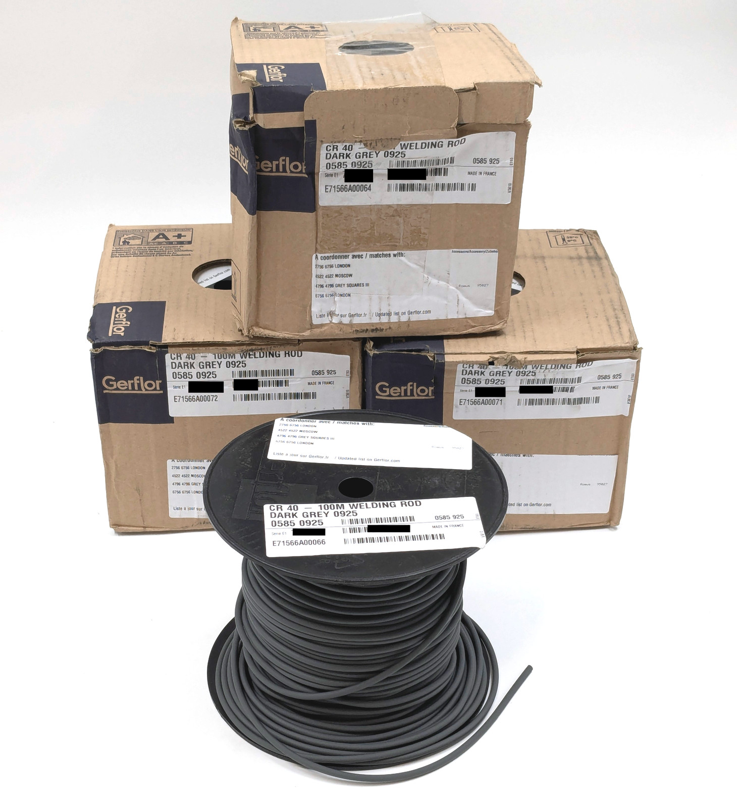 Gerflor 100M Welding Rods in Dark Grey (0925) & Dark Brown (2480) | Lot of 7