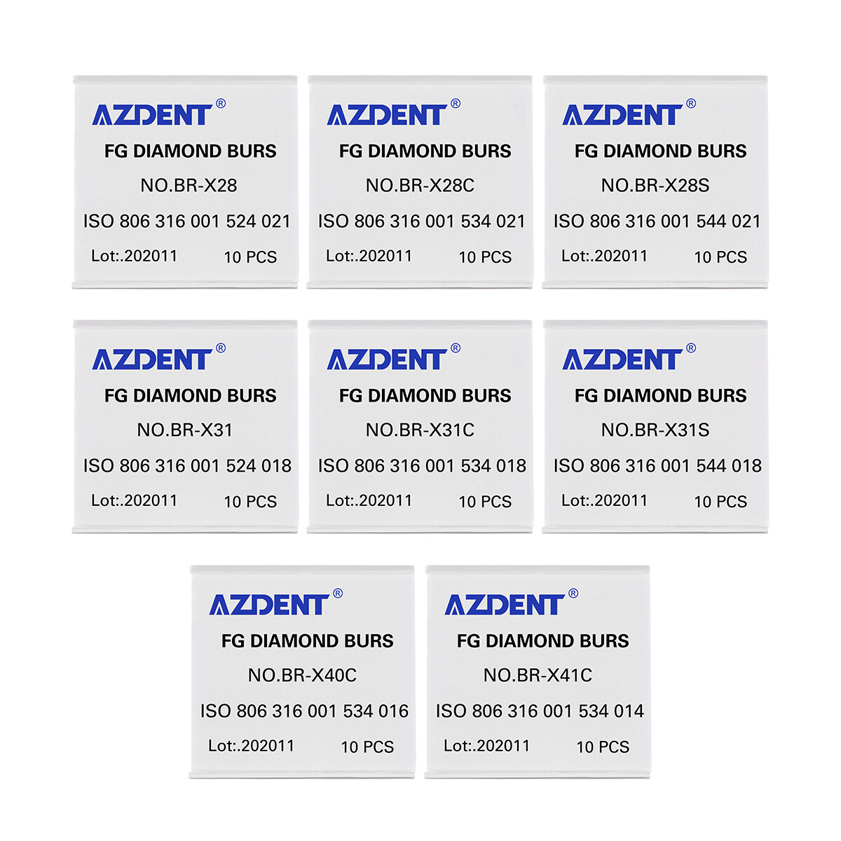 10pcs AZDENT Dental Diamond Burs FG 1.6mm Round Ball for High Speed Handpiece