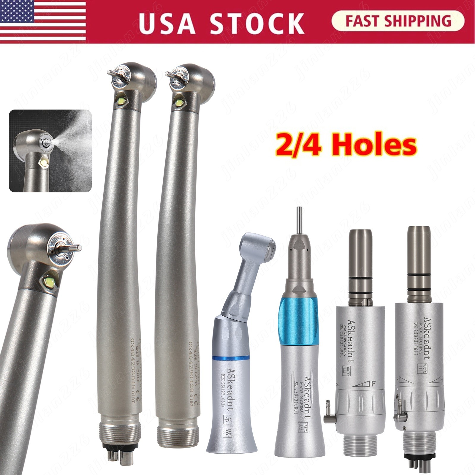 Estilo NSK Dental 4/2 Agujero Alta y Baja Velocidad / Kit Pieza de Mano Turbina