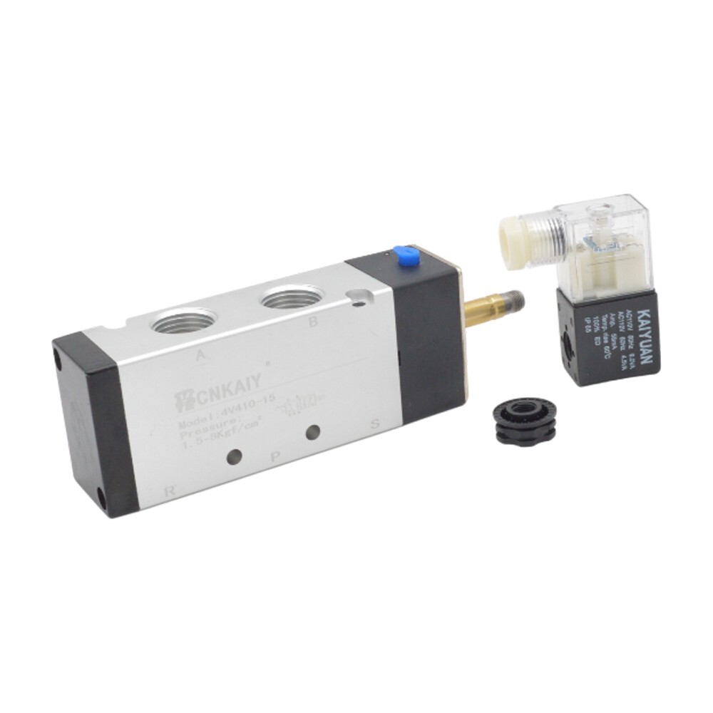 4V410-15 110V AC Pneumatic Air Solenoid Vlave 5 Ports 2 Position 1/2″ Thread