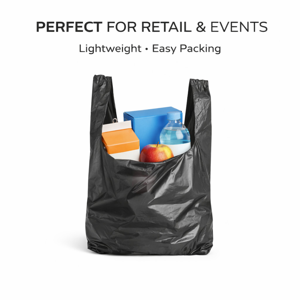 1/10 T-Shirt Bags 8x4x15 Medium-Duty 0.55 Mil Grocery Plastic 50–3000 Bulk