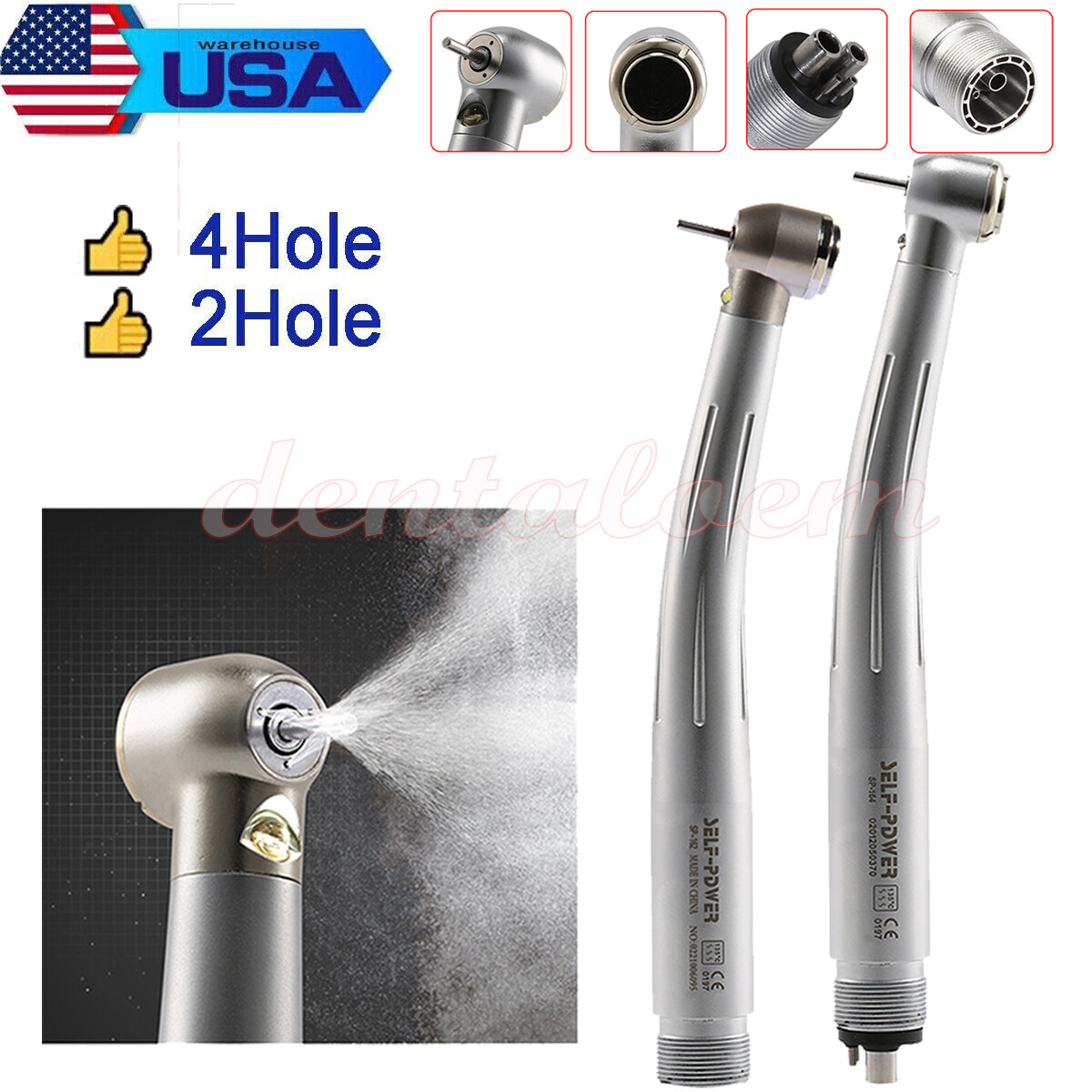 NSK Type Dental PANA Max High Speed LED Handpieces Internal Triple Spray Push CE