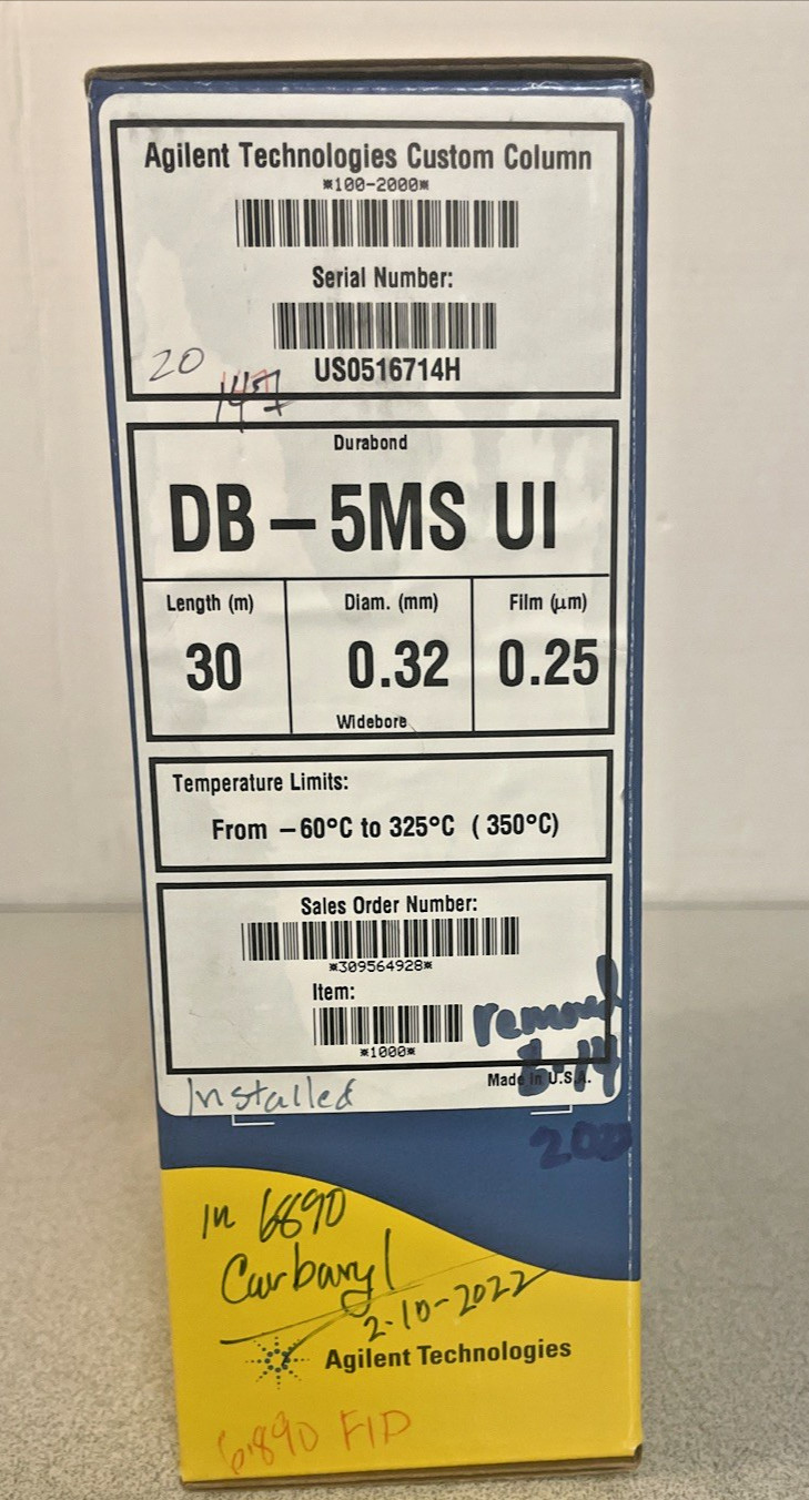 AGILENT J&W 100-2000 GC Column DB-5MS UI 30m, 0.32mm, 0.25µm