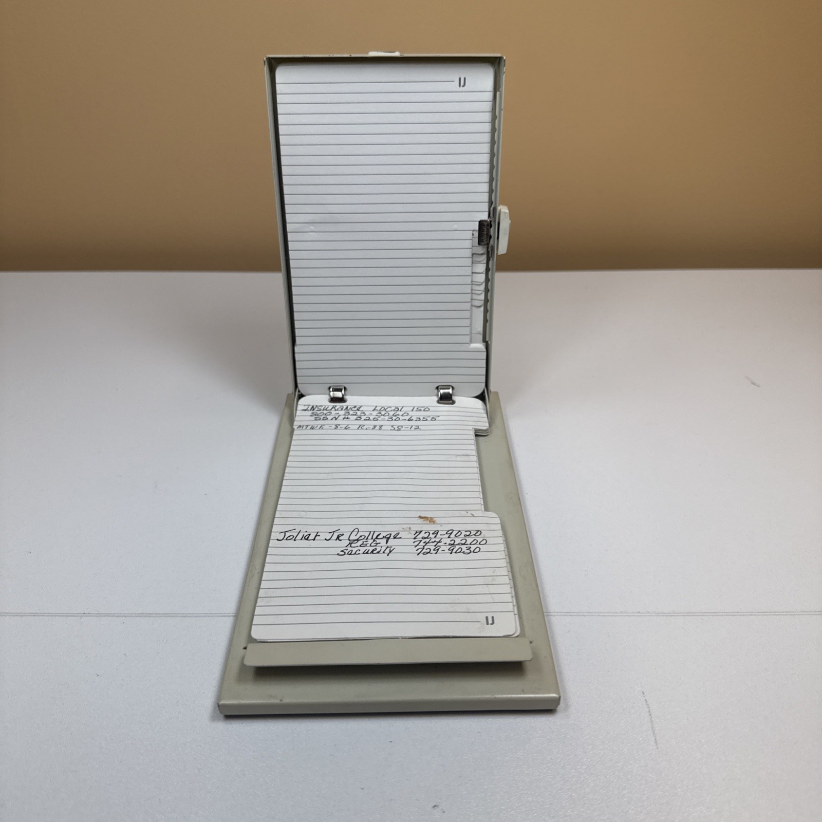 Vintage Rolodex Autodex Metal Telephone Address Book Pop-up Flip Top – Almond