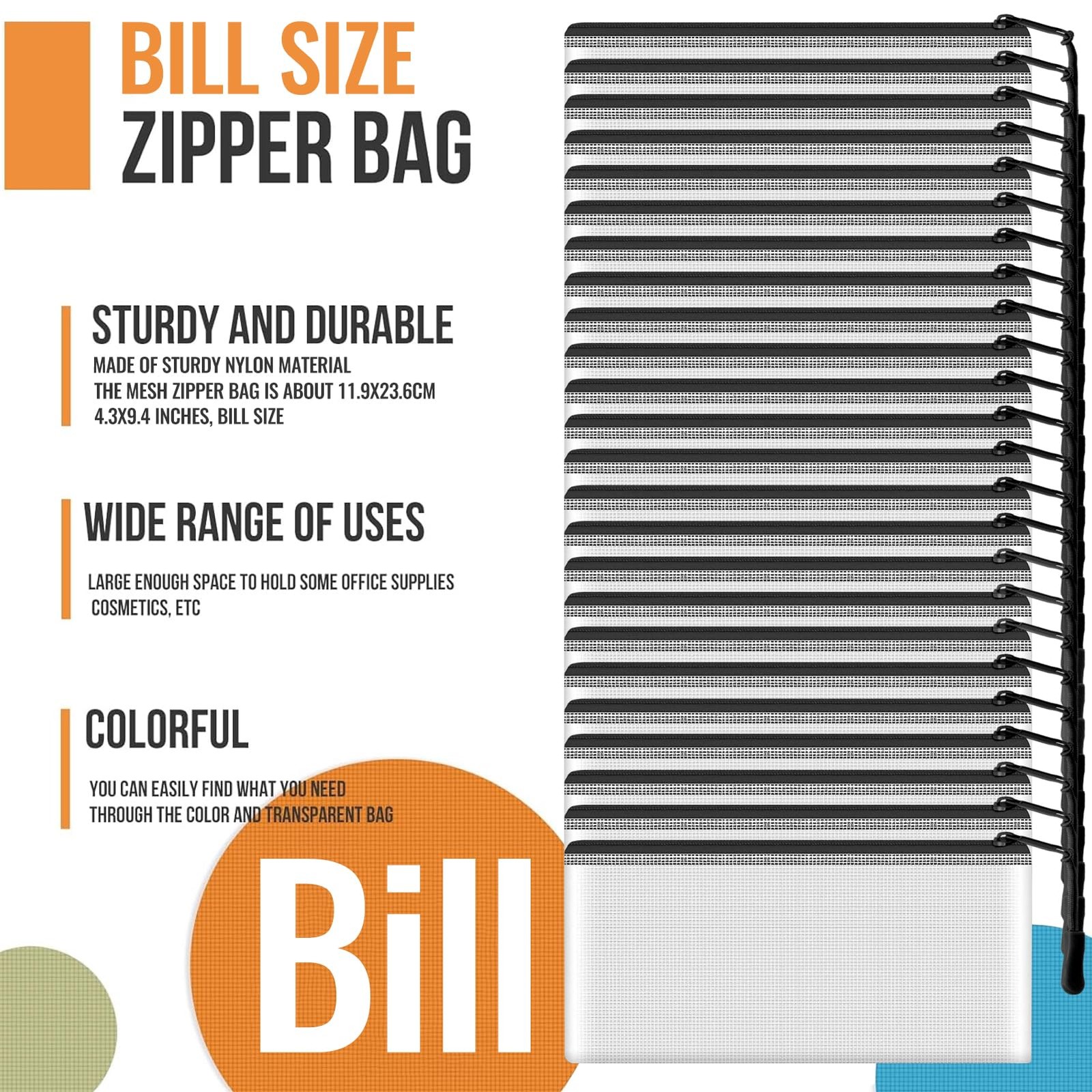 Mesh Zipper Pouch Bags 24PCS Clear Cosmetic Organizer Travel Bags