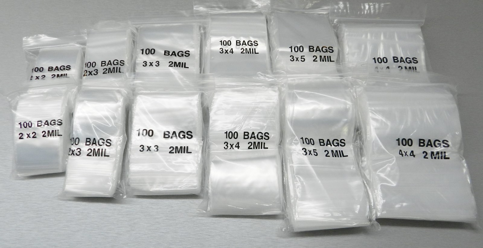1,200pc Reclosable 2MIL Clear Bags 6 Sizes Assortment Set 200 of Each Baggies