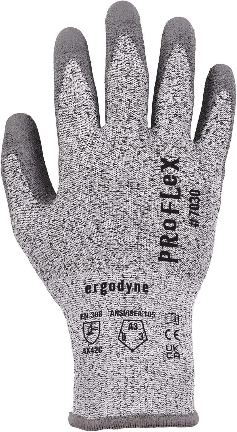 unisex adult Cut-resistant – A3, 13g ANSI A3 PU Coated CR Gloves, Gray, Large