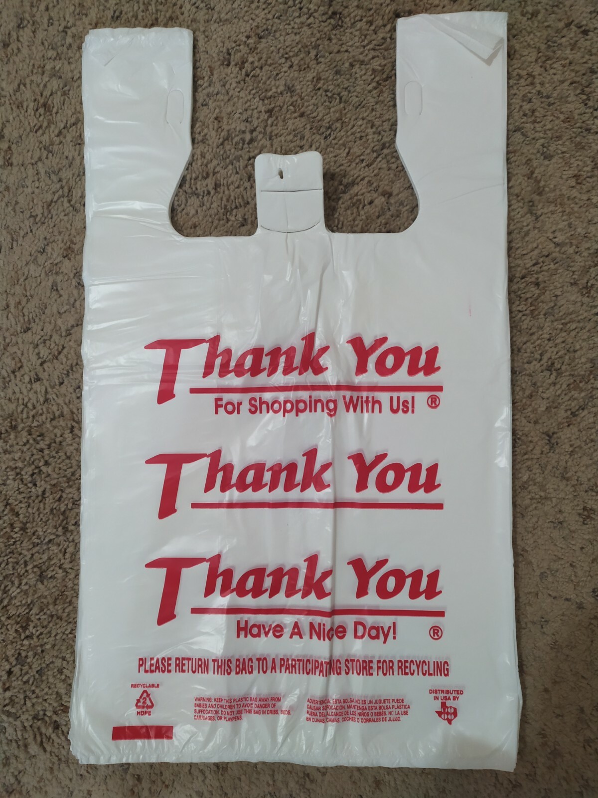 500 PCs 1/6 T-Shirt Bag Thank You Plastic Retail Carry Out Bags 11.5″x6″x21″