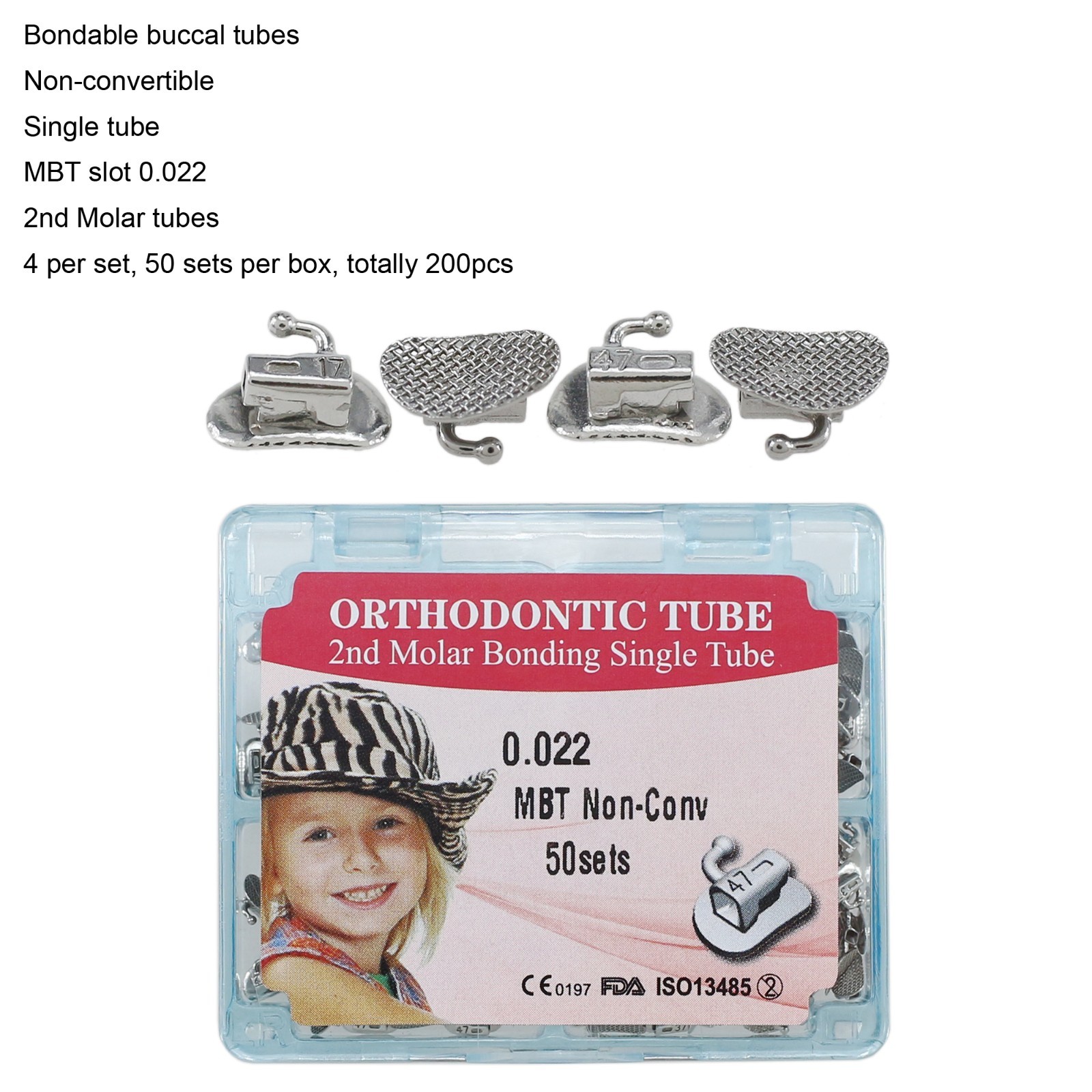 Dental Orthodontic Buccal Tubes 1st 2nd Molar Bondable Tube Roth MBT 022 Single