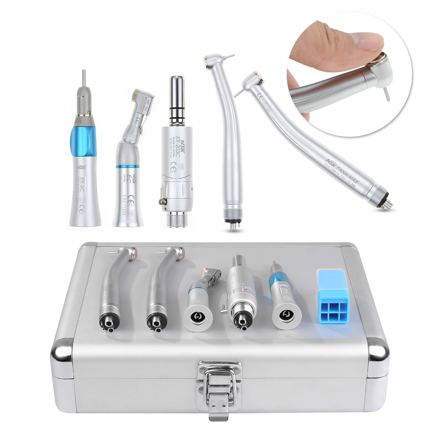 NSK Type Dental PANA MAX PUSH High Speed Handpiece+Low Speed EX203C+AL-BOX 4H CE