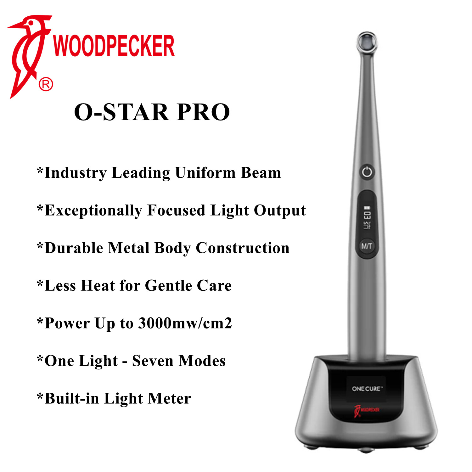 Woodpecker O-Star/ Pro Dental LED Curing Light 1 Sec Resin Cure Lamp 3000mW/cm²