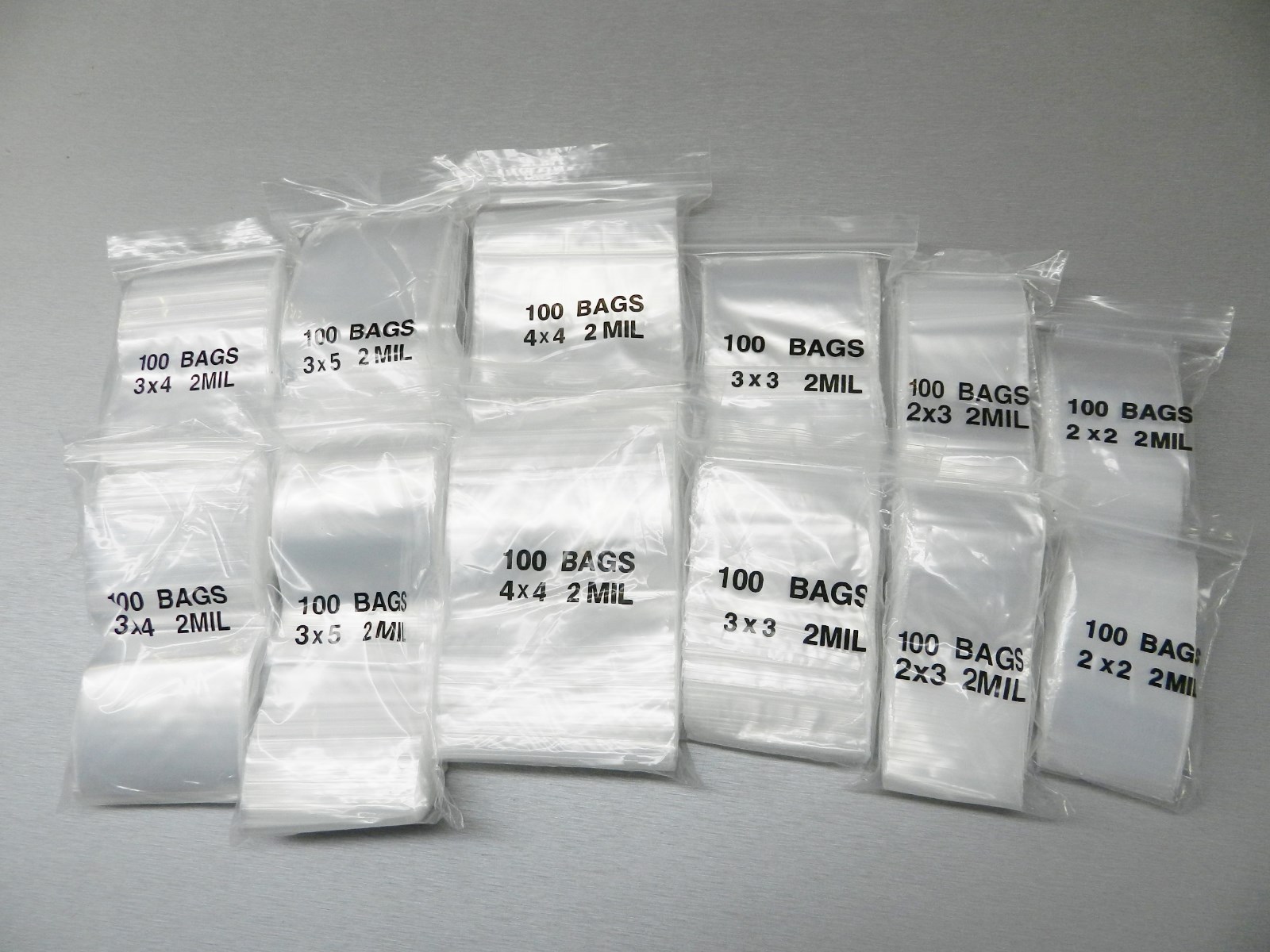 1,200pc Reclosable 2MIL Clear Bags 6 Sizes Assortment Set 200 of Each Baggies