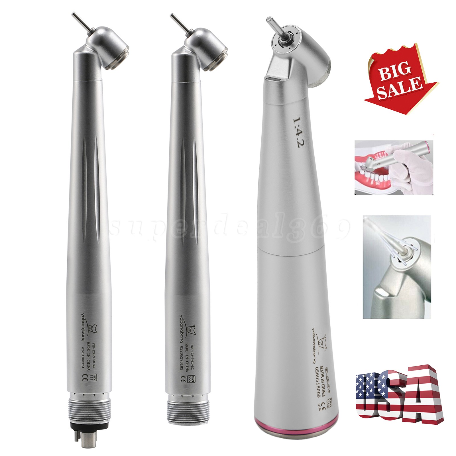 Yabangbang Dental 45° (LED) High Speed / 1:4.2 Increasing Contra Angle Handpiece