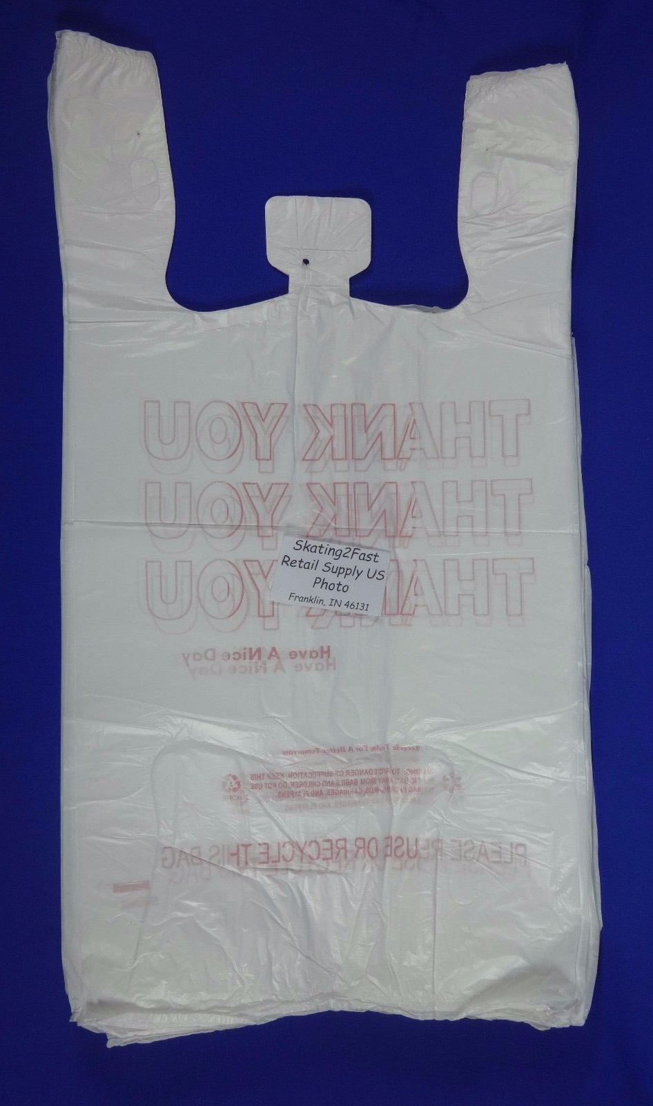Qty. 200 THANK YOU T-Shirt Bags Plastic 11.5″ x 6.5″ x 22″ Retail Shopping