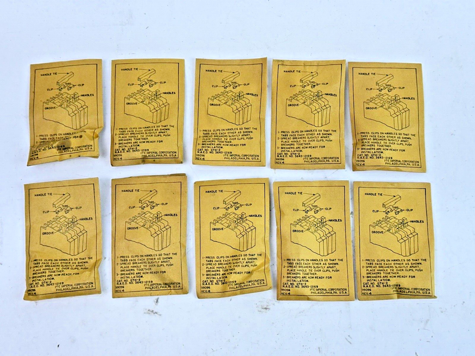 ITE / SIEMENS **LOT OF 10** QTH-2 – HANDLE TIES – FOR TYPE QT – NEW OLD STOCK
