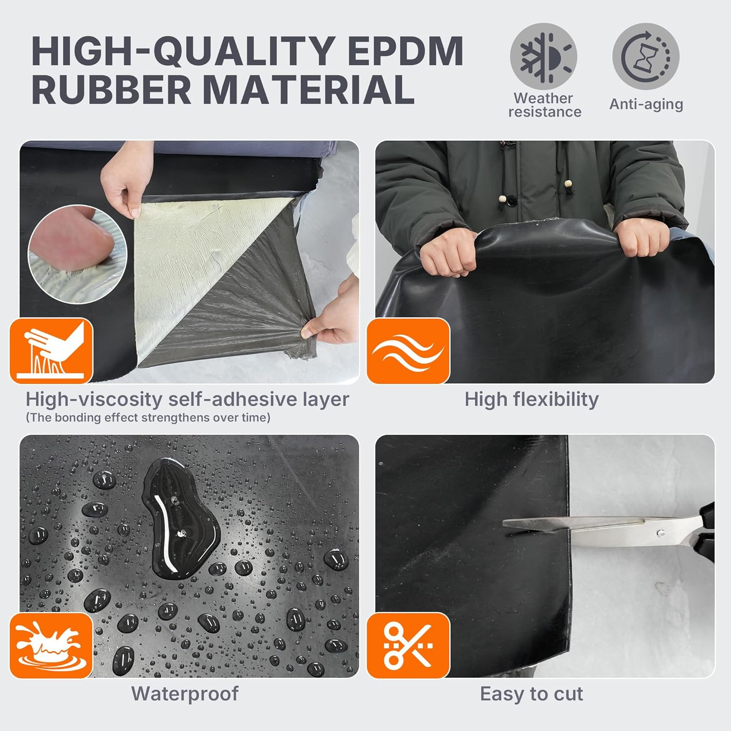 50 Mil EPDM Rubber Roofing Materials, Self-Adhesive Waterproofing Membrane for R