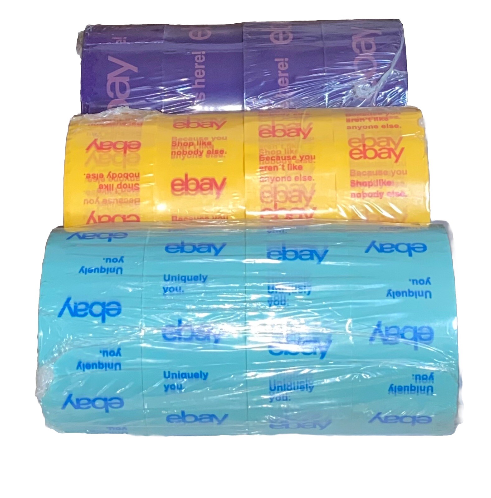 eBay Brand Tape LOT 12 Rolls 75 Yards 2×75 2” Wide 75YDS Blue Yellow Purple NEW