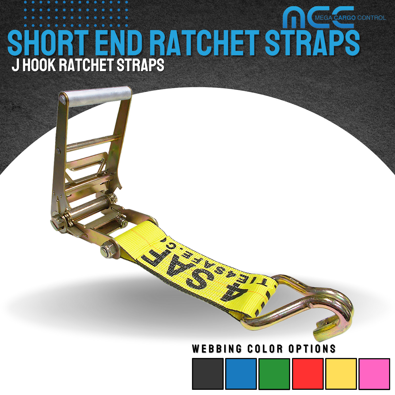 USA 3″ 4″ Ratchet Tie Down Short Fixed End Strap w/ J Hook for Flatbed Truck