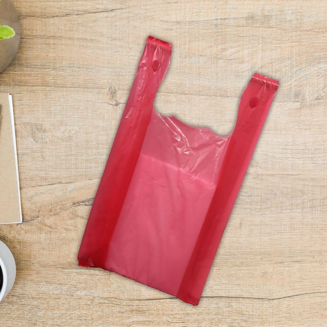 Red Plastic Bags 1000 Grocery Supermarket Store Merchandise 11 ½” x 6 x 21″ Bag