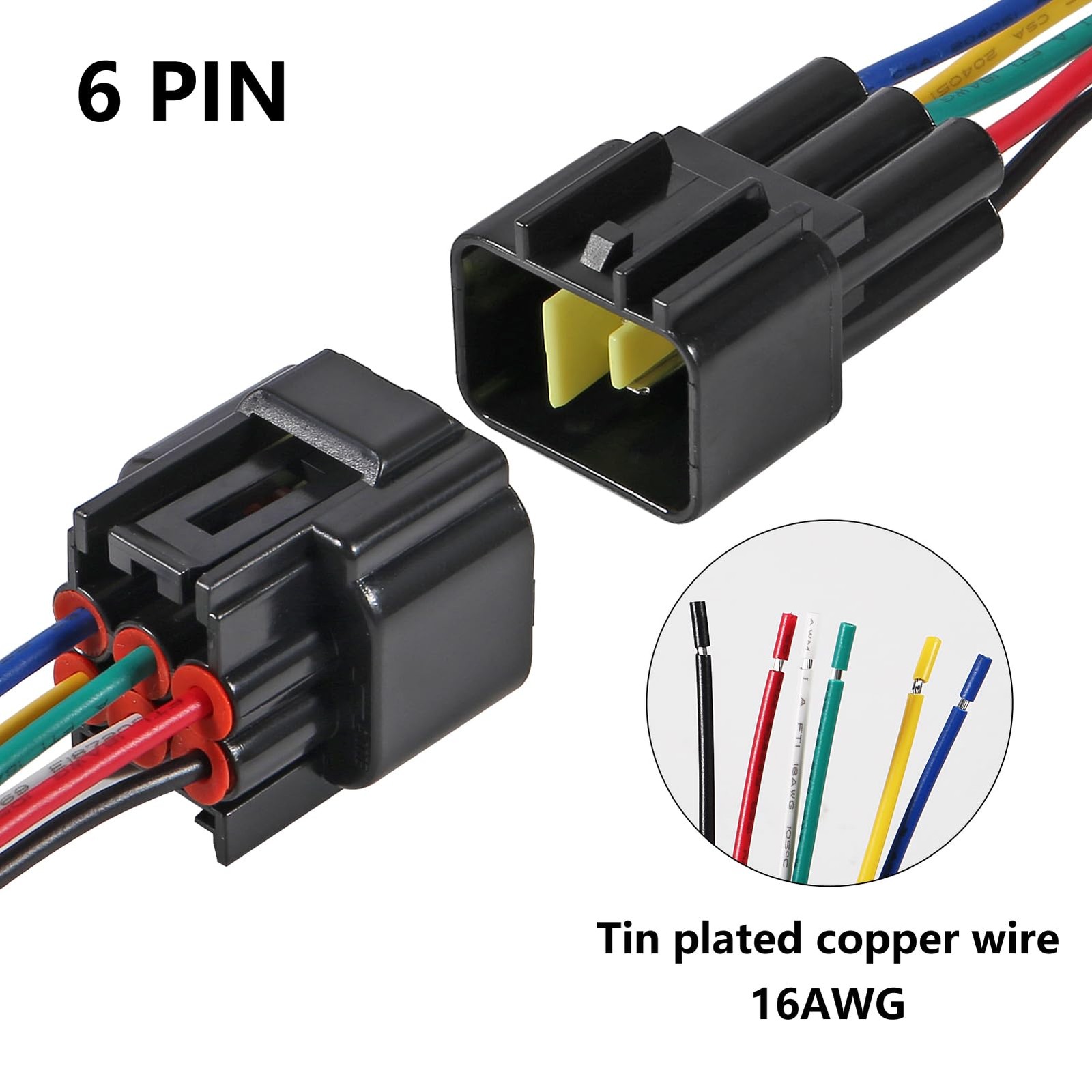 AITRIP 2PACK 6Pin Electrical connector, 6 pin waterproof 3.5 inches, 6 Pin