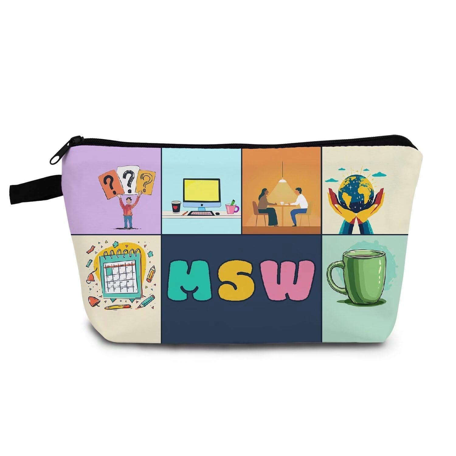 MSW Present MSW Cosmetic Bag Masters Social Worker Organizer Bag with Zipper …