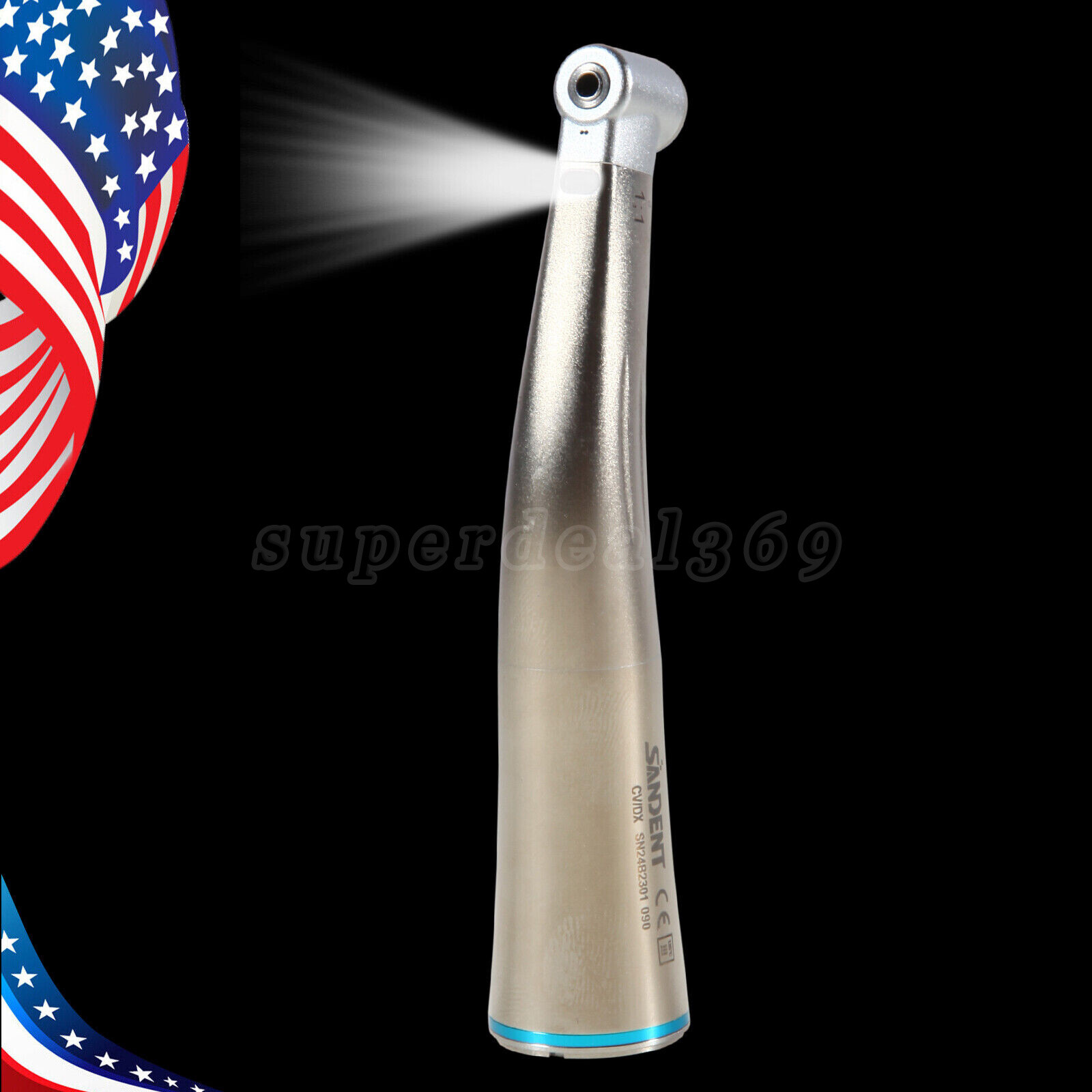 NSK Style Dental Fiber Optic 1:1 Contra Angle Low Speed Handpiece Inner Channel