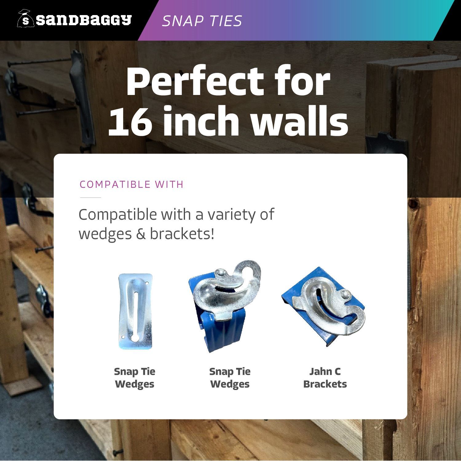 Sandbaggy 16″ x 4 ¾” Standard Snap Ties For Concrete Forms (Short End)
