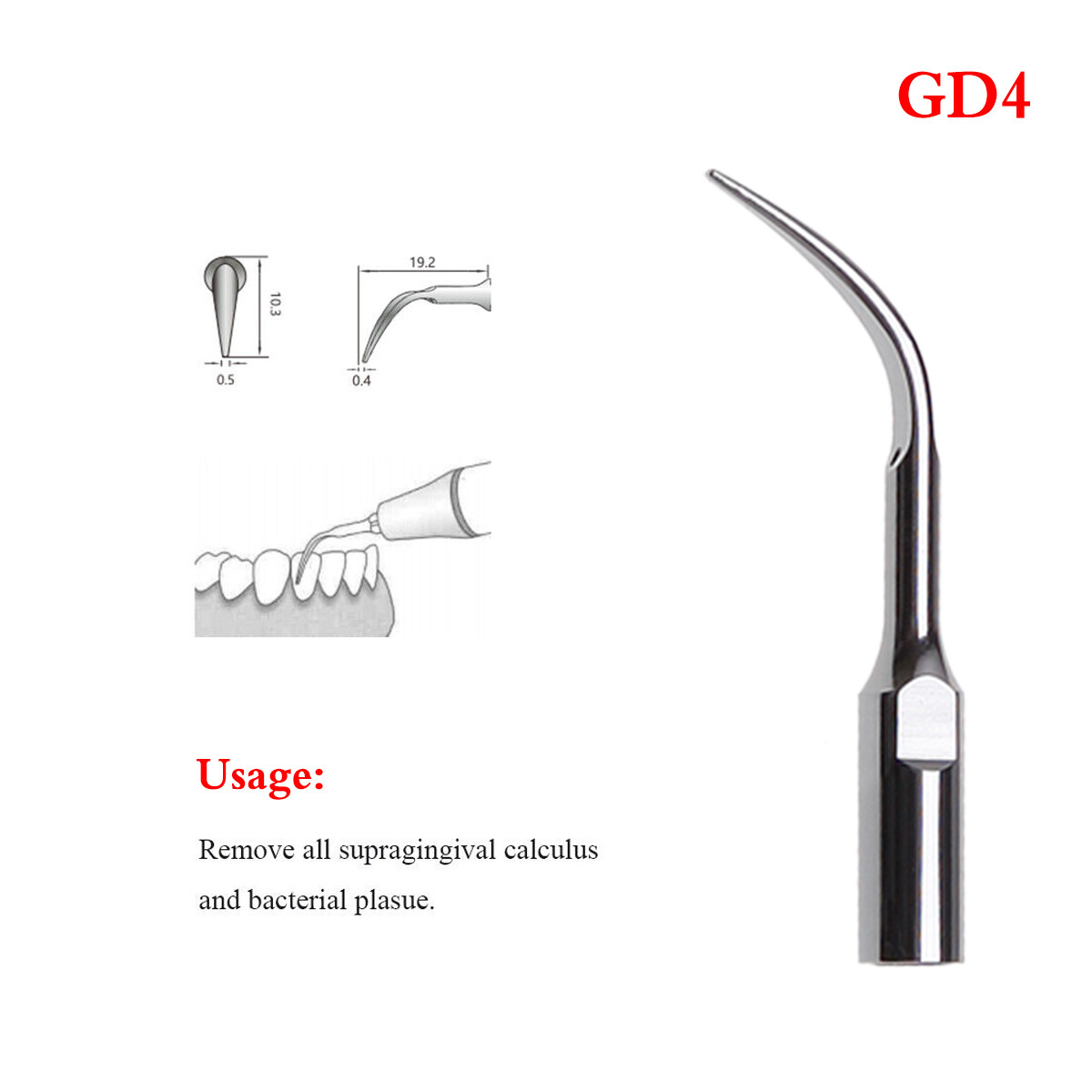 10* Dental Ultrasonic Piezo Scaler Tips Fit DTE SATELEC Cavitron Handpiece GD4