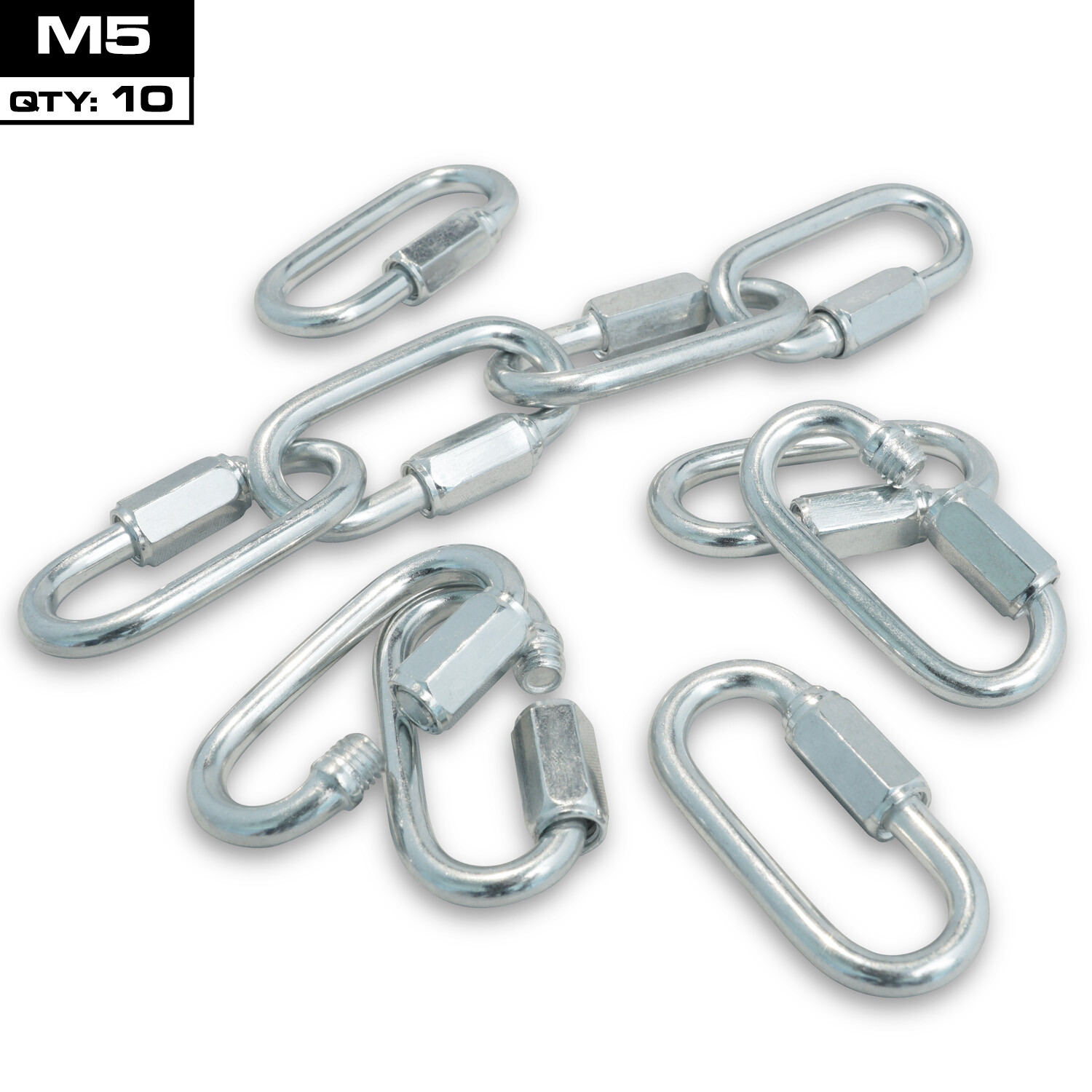 MEISTER QUICK LINK SCREWLOCK CARABINERS – M5 x 10 PACK – Galvanized Steel Clips