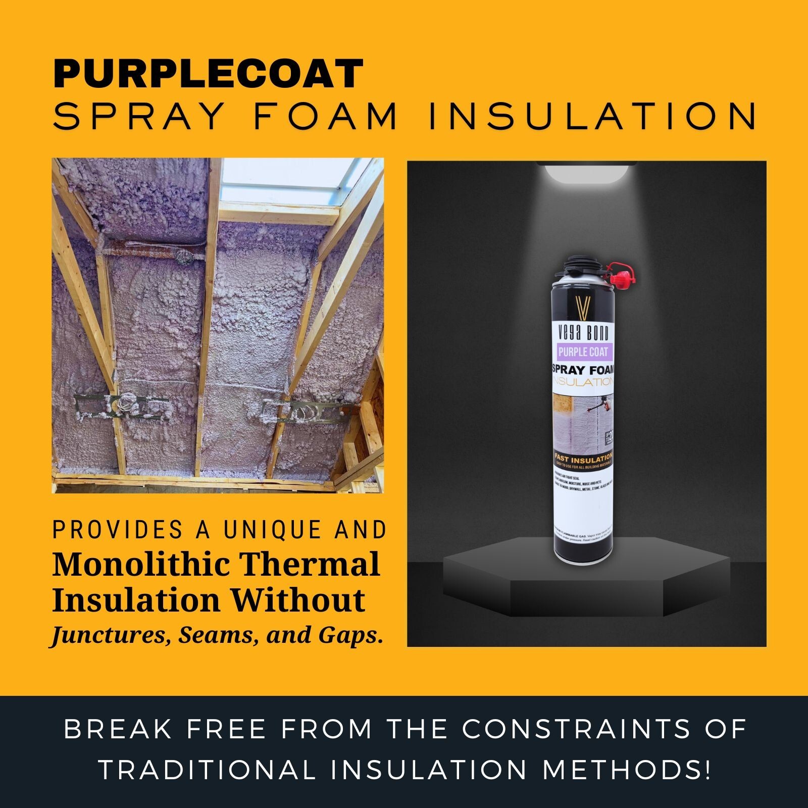 Vega Bond Purplecoat Single Component Spray Foam Insulation 12-Pack Set-240BF