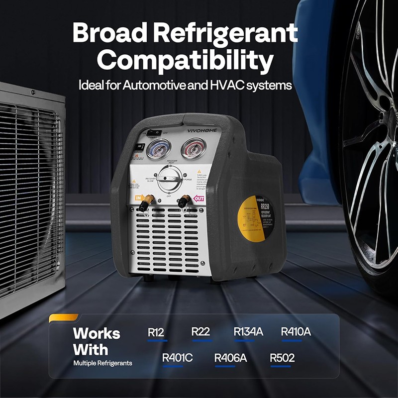 Refrigerant Recovery Machine 3/4HP SingleCylinder AC HVAC Recycling Tool 1750rpm