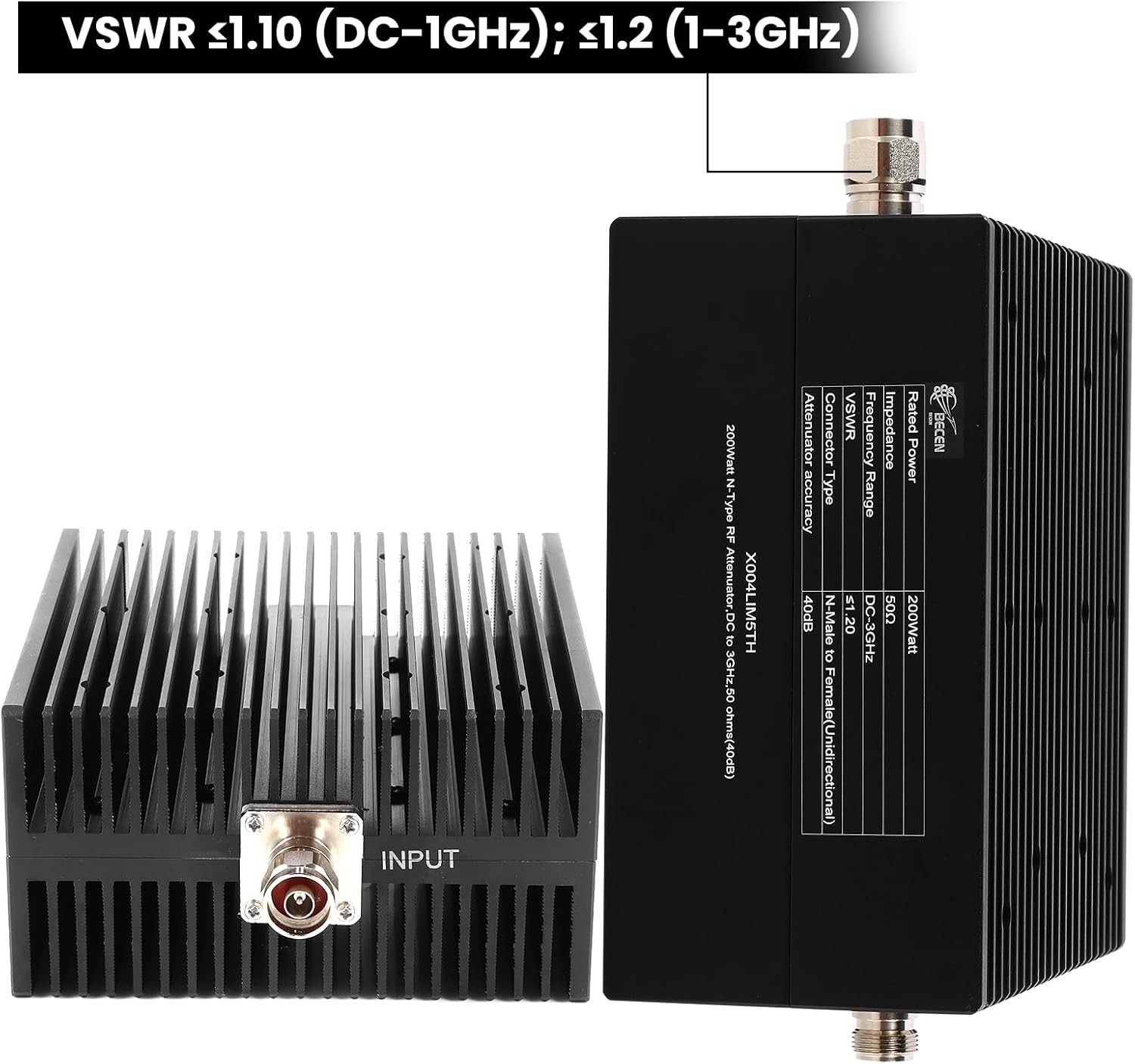 200W N-Type 60dB Attenuator DC to 3GHz 50 Ohms, Precision Adjustable Signal Loss