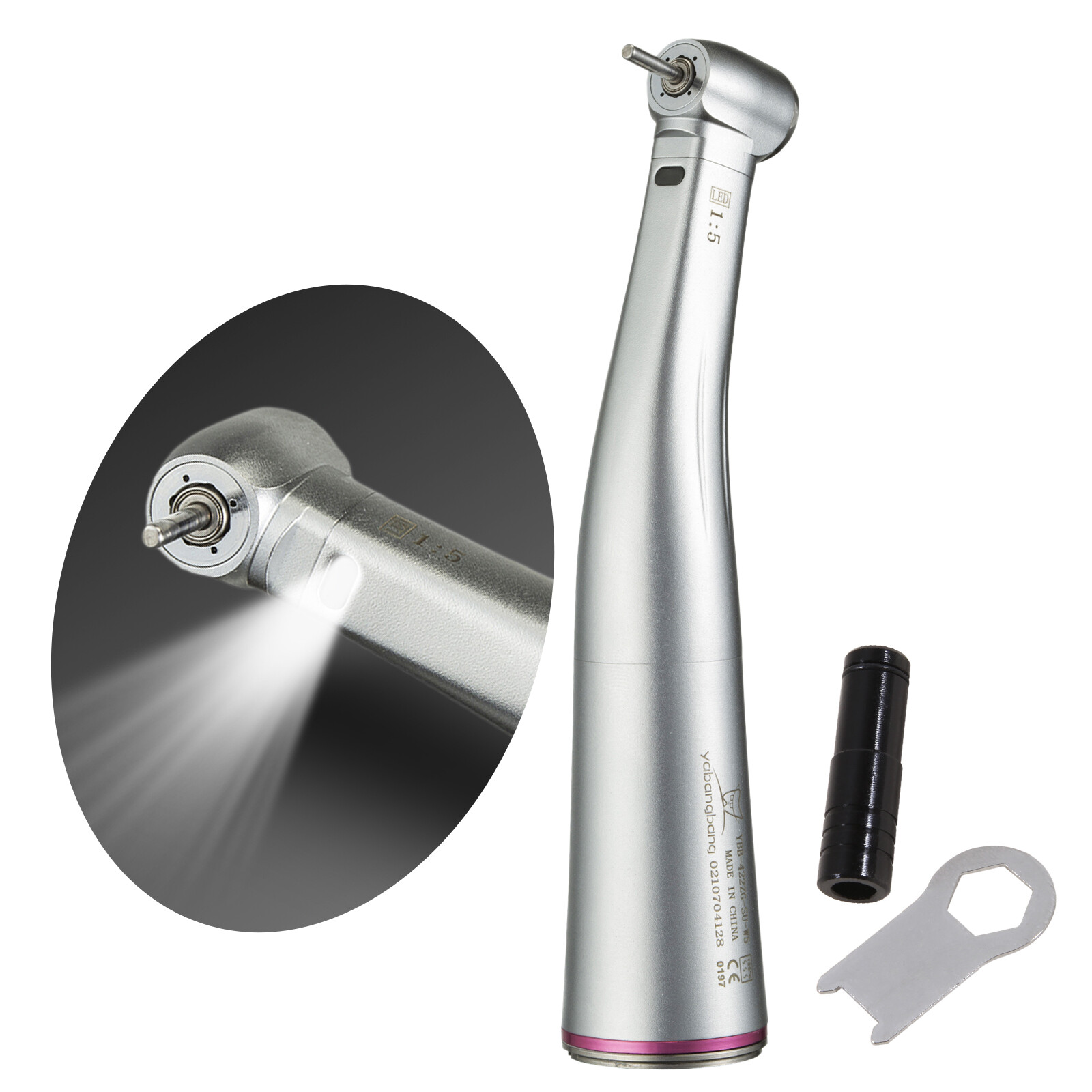 Yabangbang 1:5 Contra Angle Electric Dental Handpiece Fiber Optic Mini Head