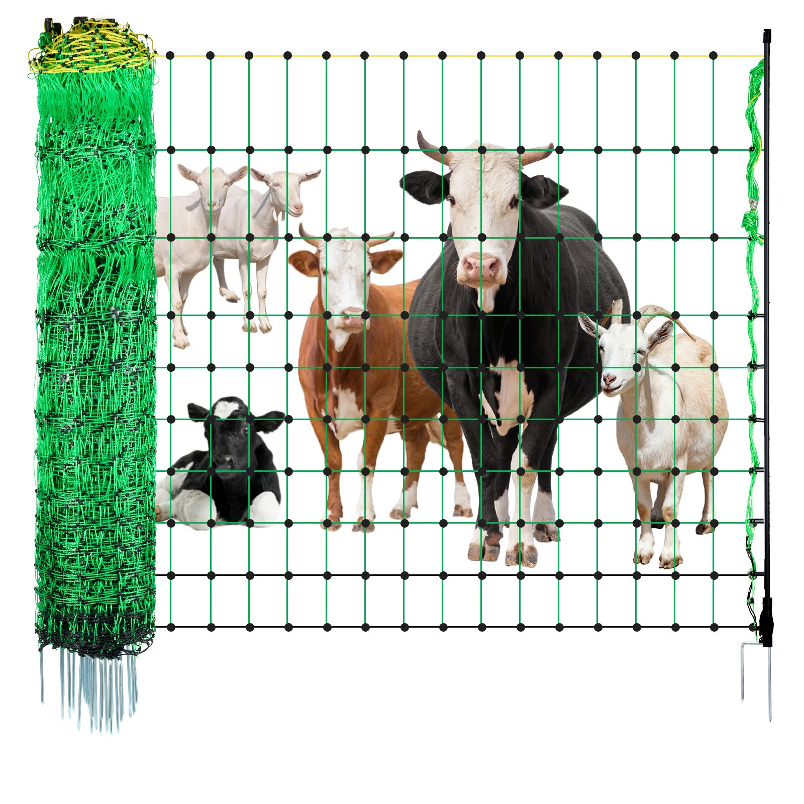 VEVOR Electric Netting Fence Kit Sheep Fencing 42″H x 164’L with Posts Spikes