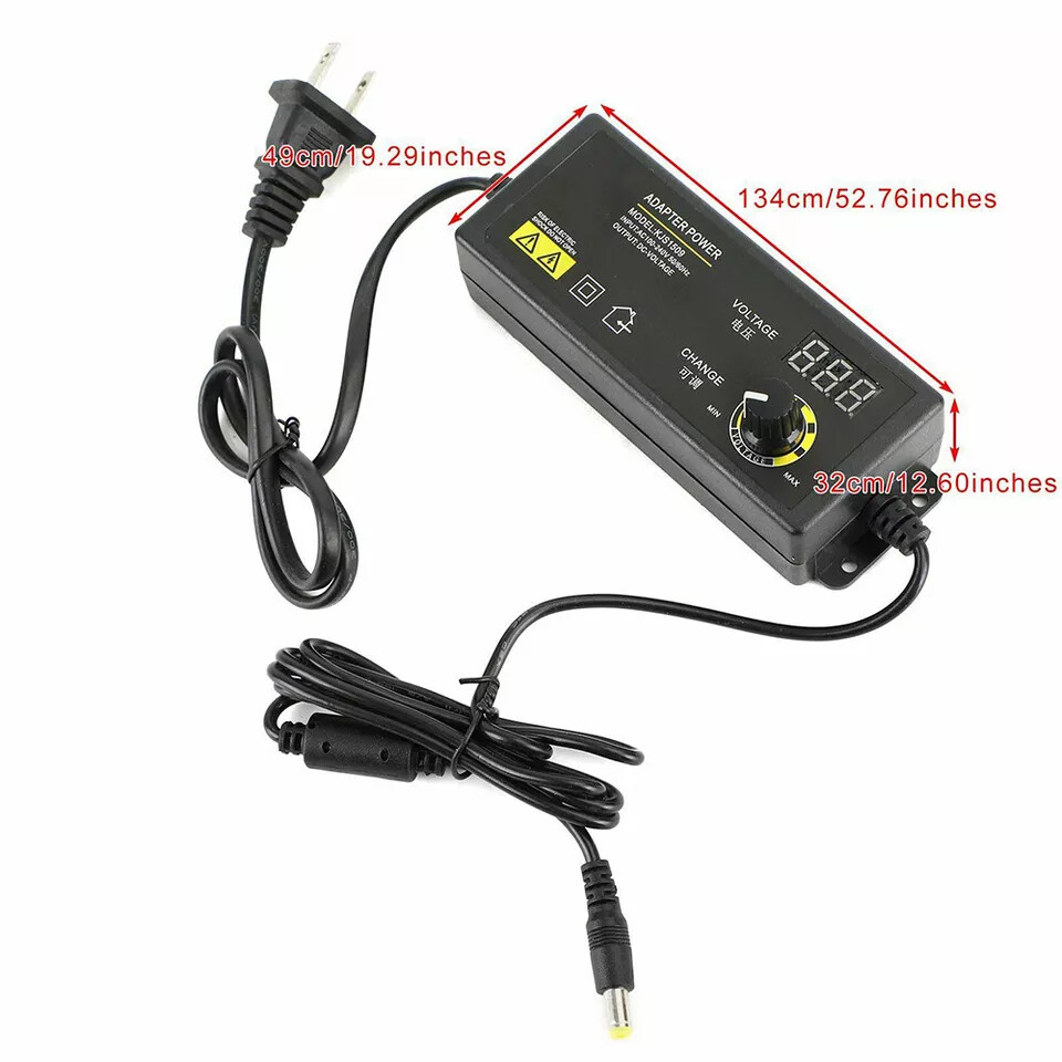 Adjustable Voltage 3 to 24V AC/DC Switch Power Supply Adapter with LED Displayme