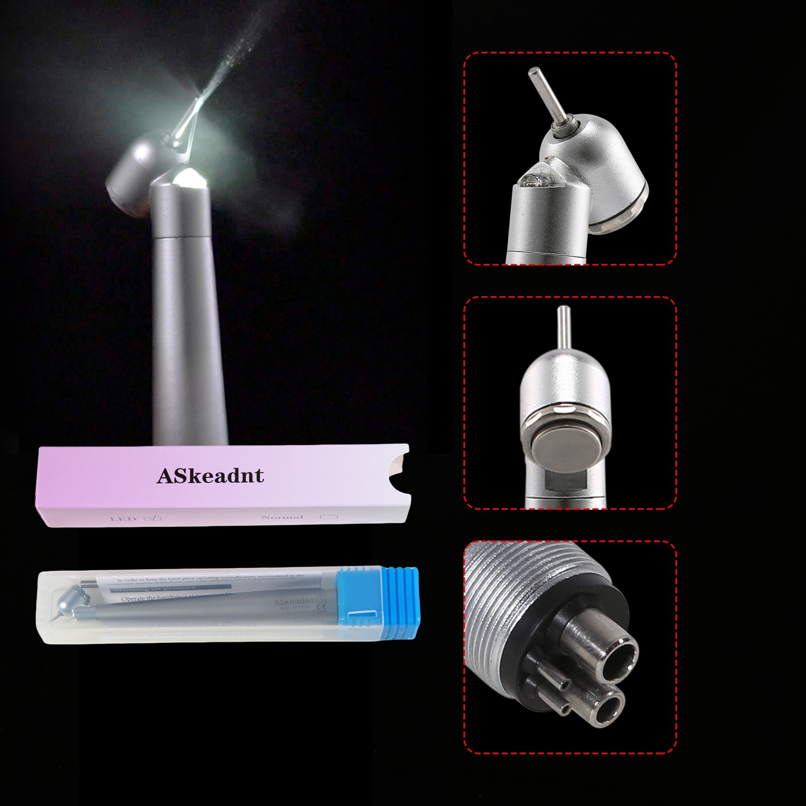 NSK Style Dental LED 45° Degree Surgical High Speed Handpiece Push Button 4 Hole