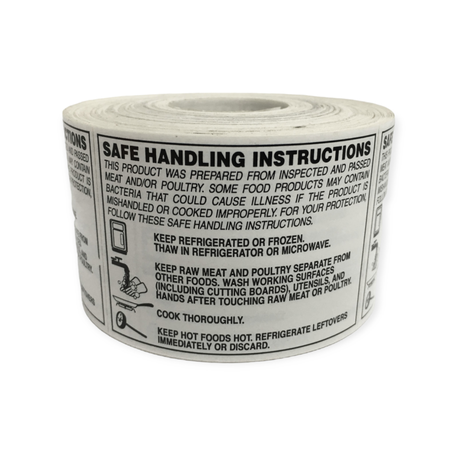Safe Handling Instructions 2″x2.75″ Food Labels Peel & Stick 2 RLS 500 EA