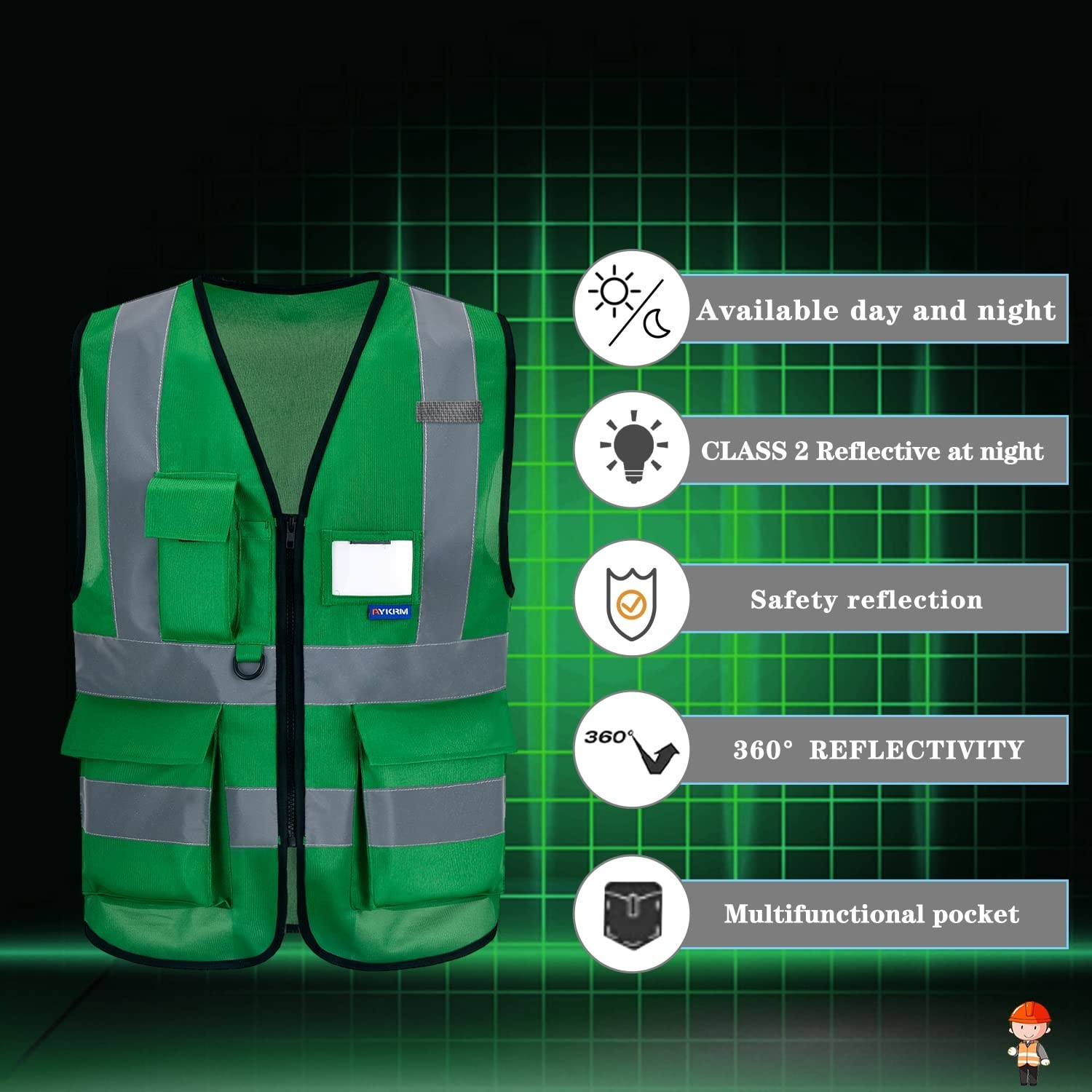 A-SAFETY XSmall Green hi vis vest xs X-Small