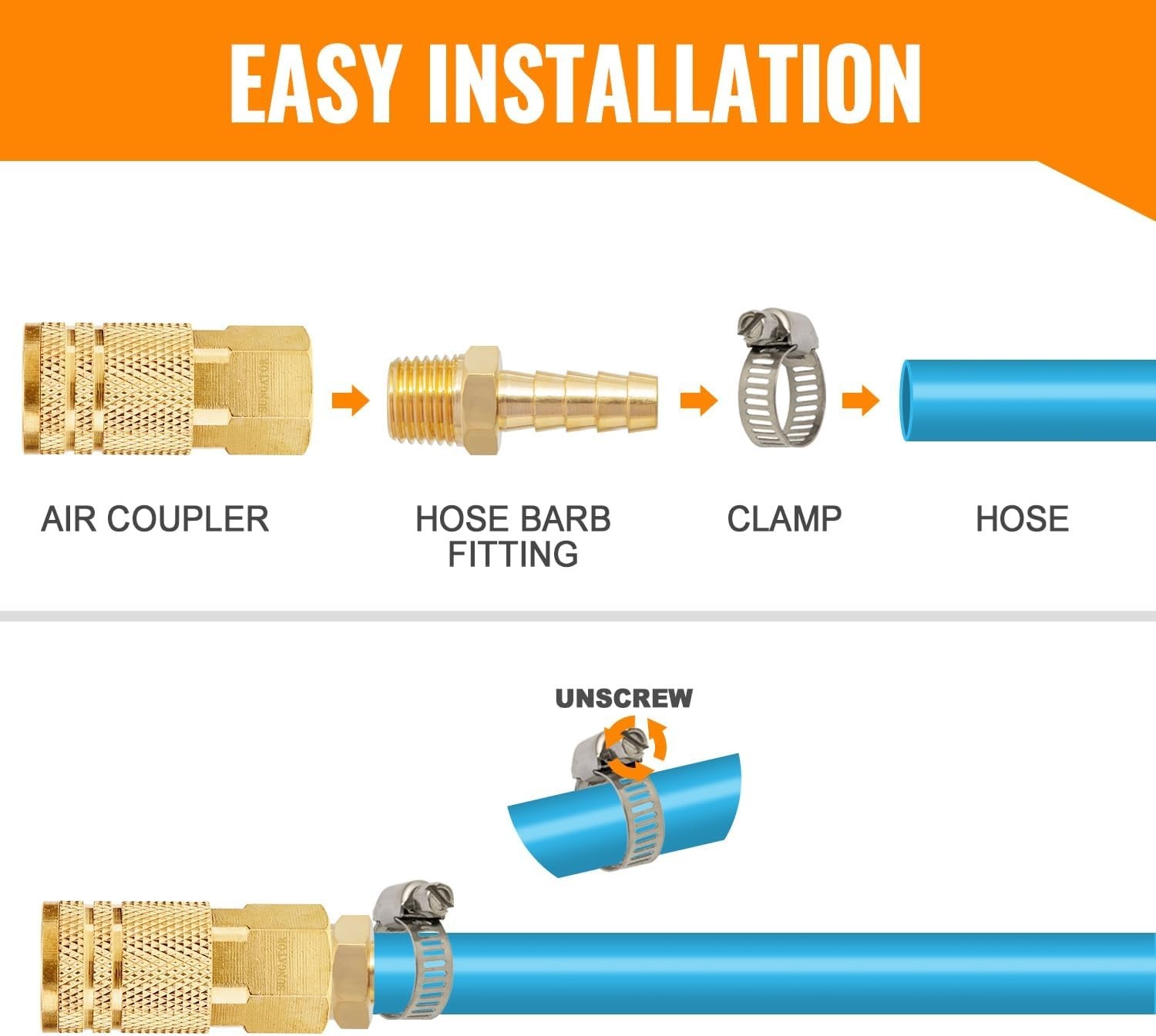 Brass Hose Barb Fittings 1/2 Inch to 3/8 Inch NPT Male Connectors Durable Air…