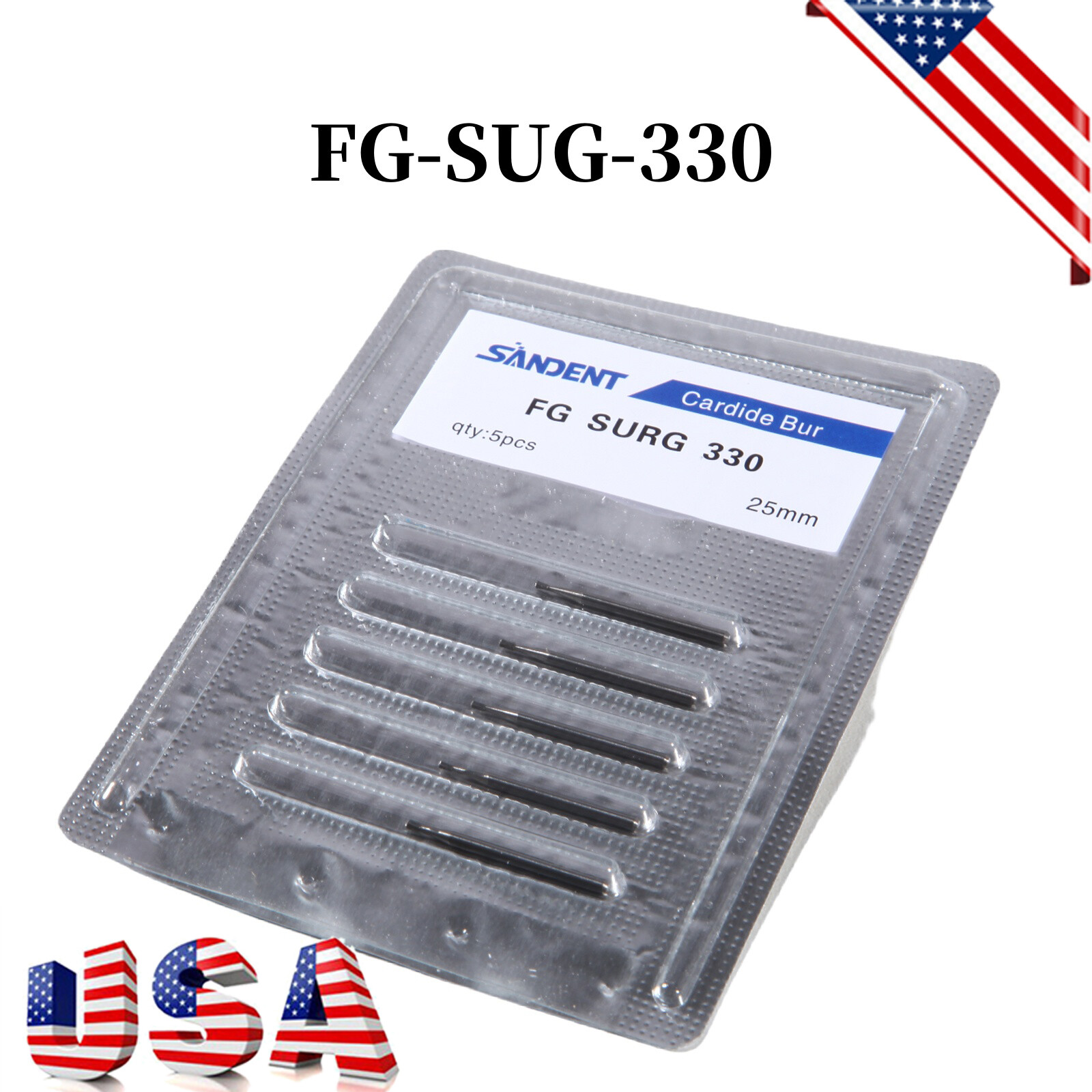 FG # 330 Dental Surgical Carbide Burs 25mm (100pcs=10 Packs)