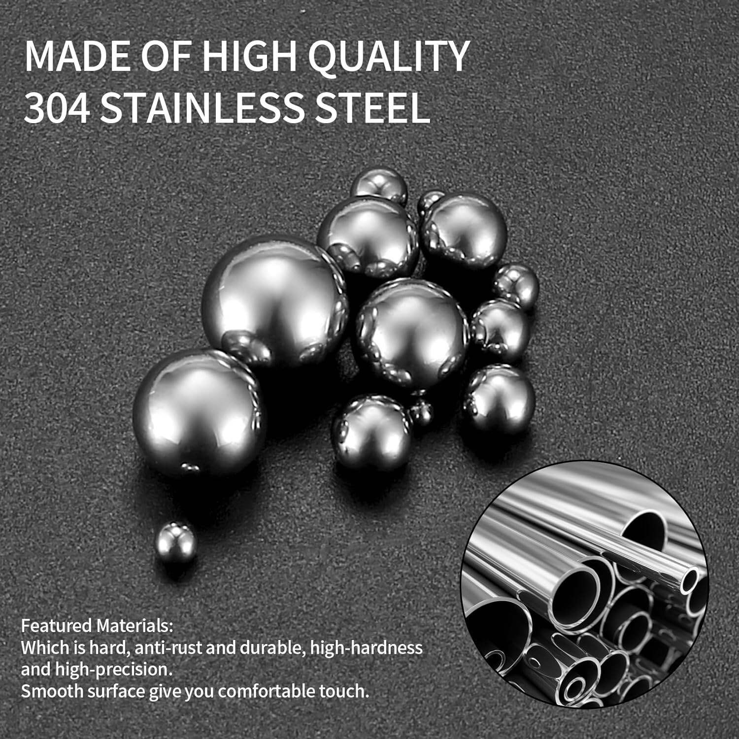 600 Pcs Metric Precision Steel Bearing Balls Assorted Stainless Steel Loose Bicy