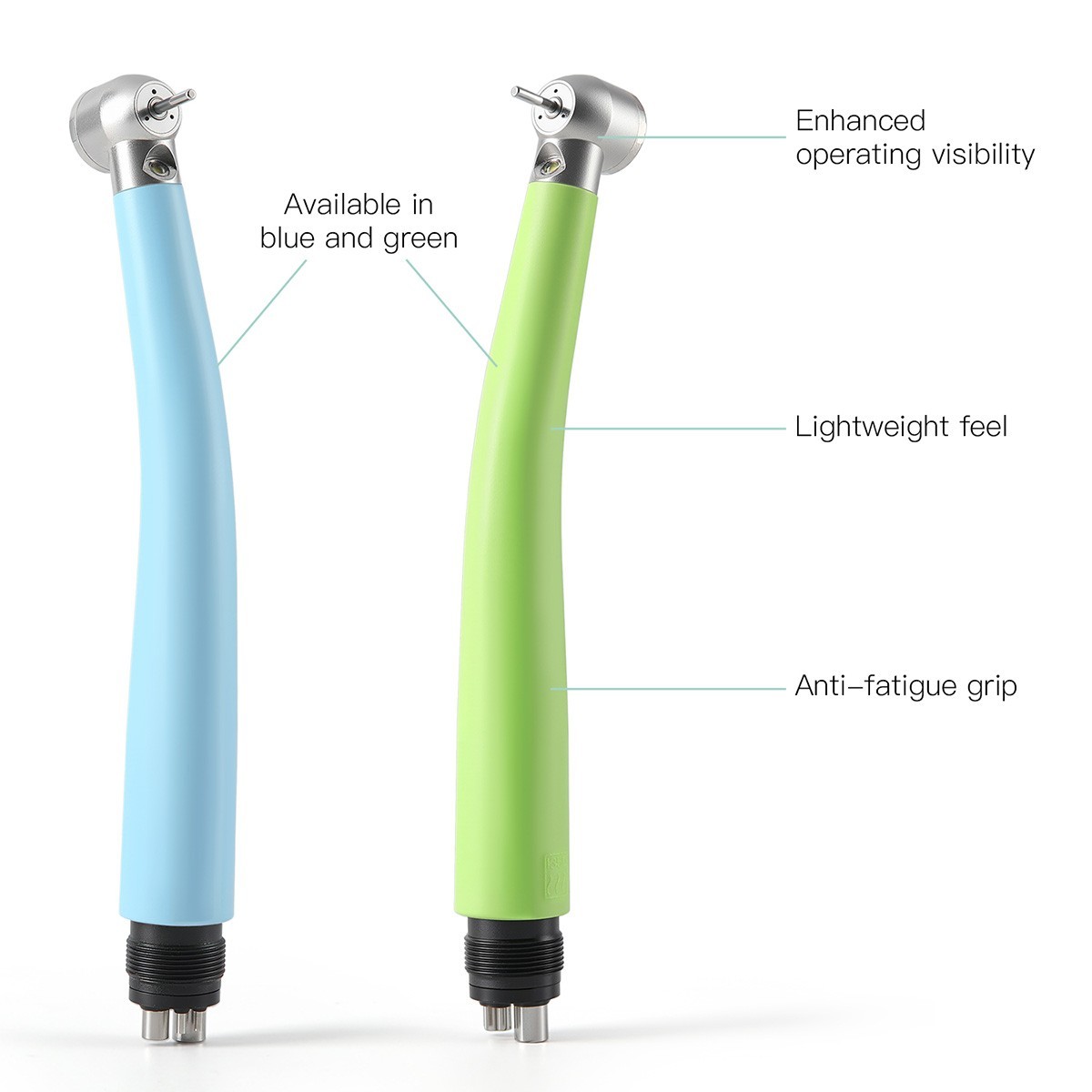 AZDENT Dental Plastic E-generator LED High Speed Handpiece 3 Spray 2/4Hole Green