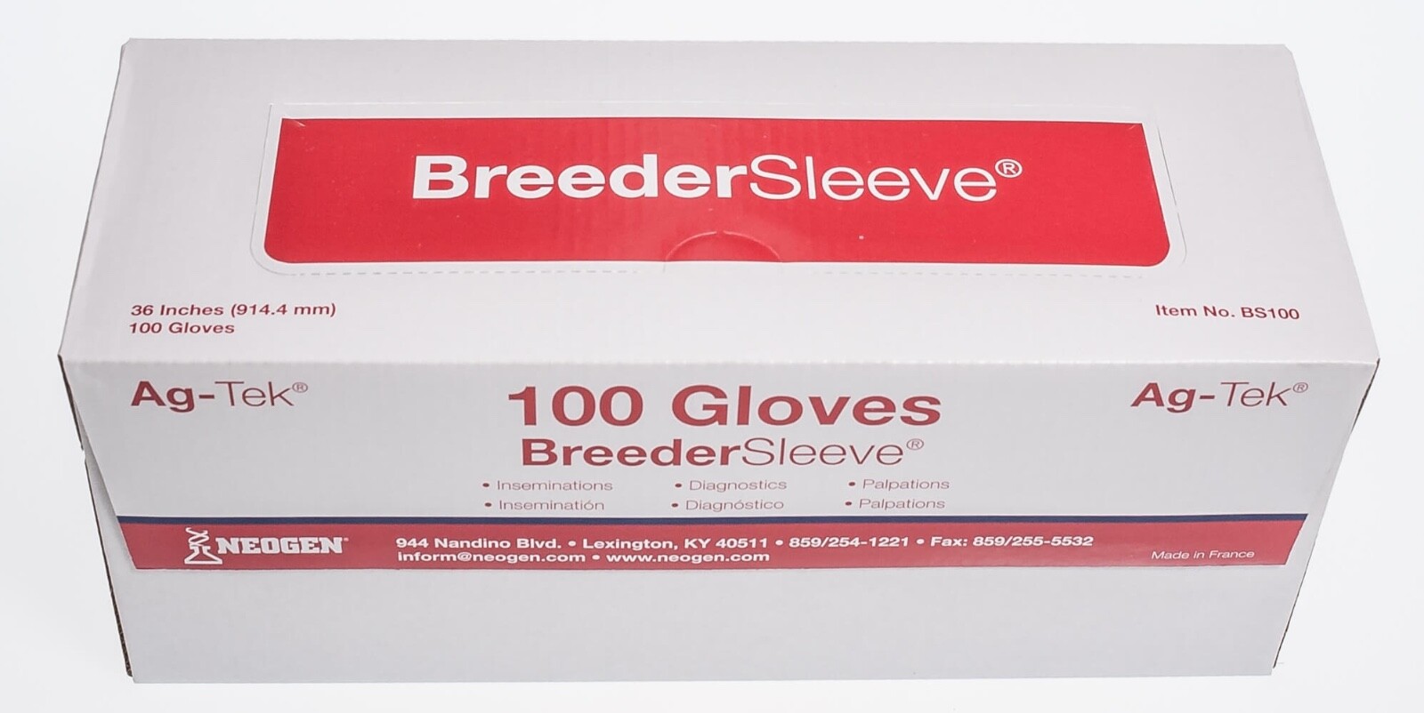 OB BreederSleeve, Red, 36″ Shoulder Length, 1.0 mil, 100/box
