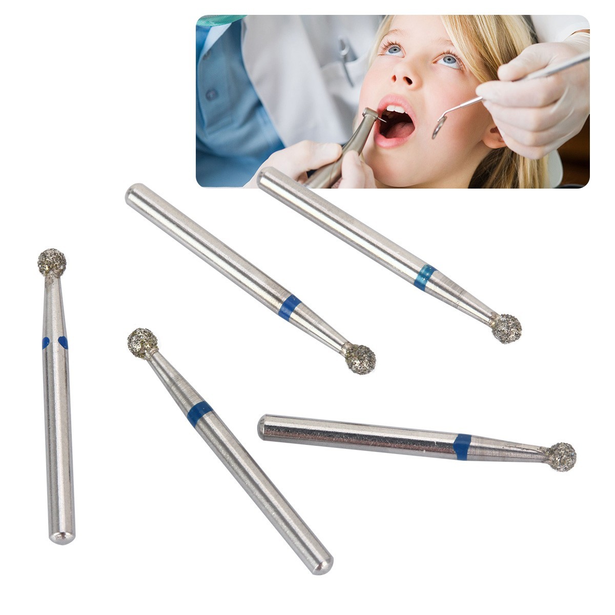 5pcs/pack AZDENT Dental FG Diamond Burs for High Speed Handpiece Friction Grip