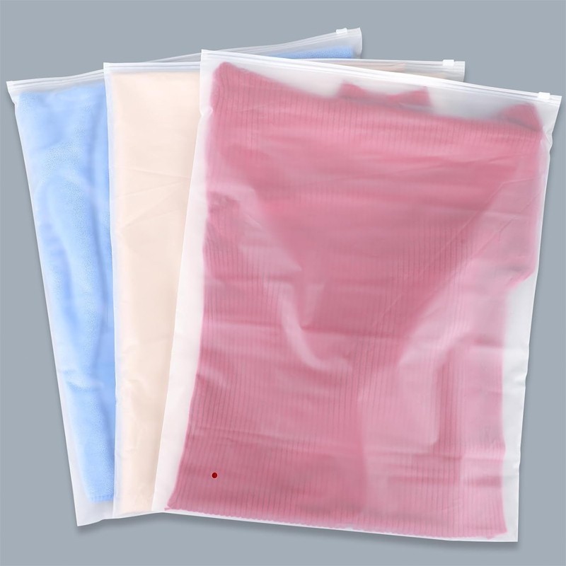 Pack of 50 12×14-inch Frosted Zipper Bags — Clothing & Garment Packaging Bags