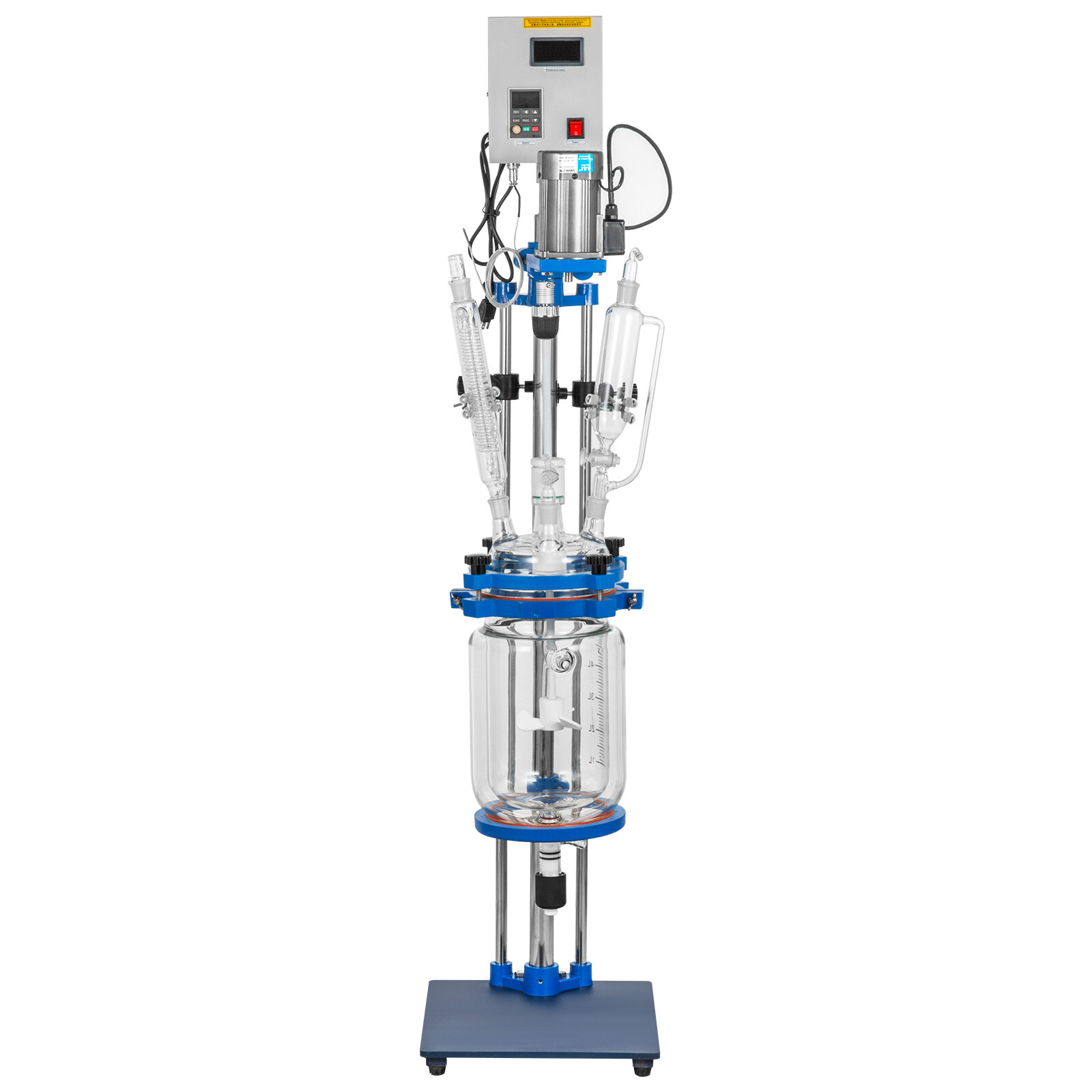 5L Jacketed Glass Reactor 110V Reaction Vessel 100w Digital 0-1200r/min US