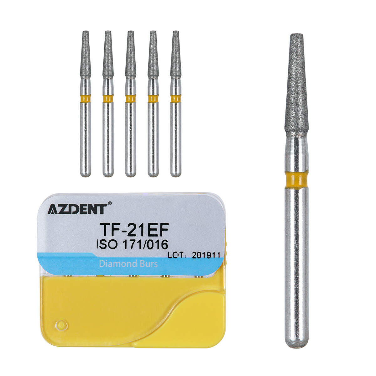 100piezas 20tipos Fresas de diamante medianas dentales FG 1.6 mm Bur BR/TR/TF/EX