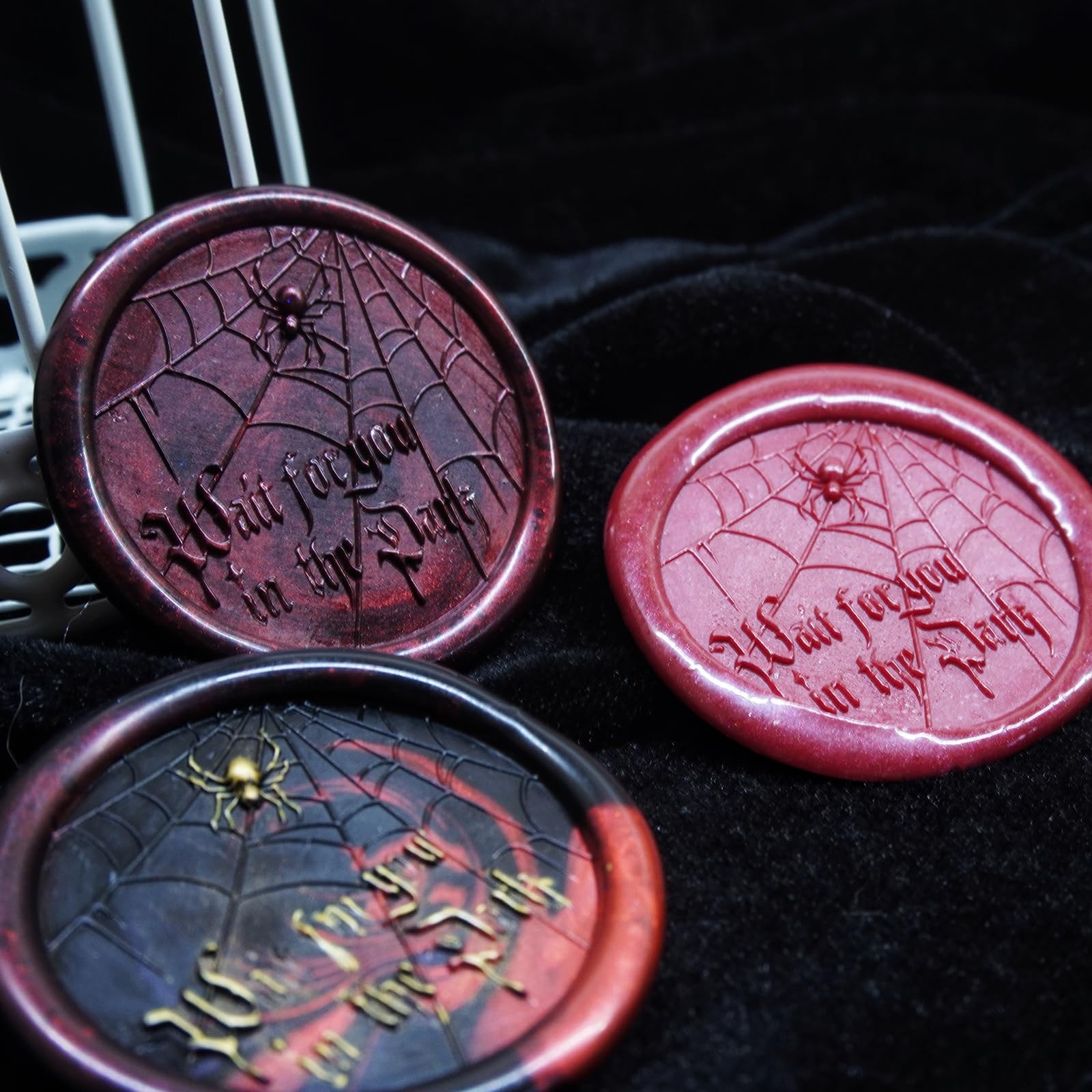 Wax Seal Stamp Kit Halloween Spider Web Brass Head with Wooden Handle for Inv…