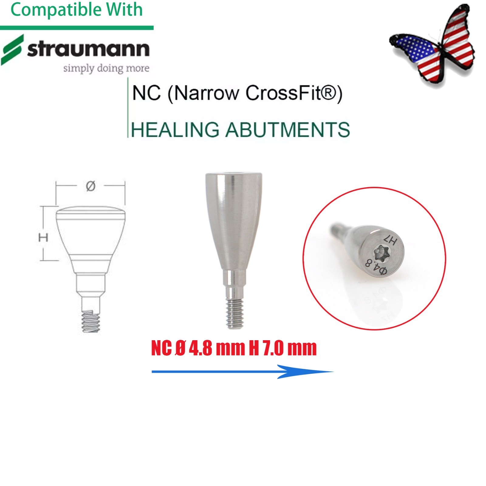 US Dental Mini Healing Abutment Cap/Closure Cover Screw Straumann Fit Bone Level