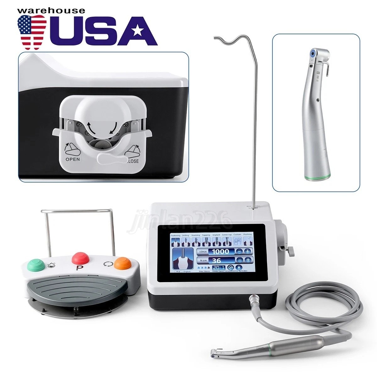 Dental Implant System Surgical Motor 20:1 Reduction Handpiece Contra Angle USA